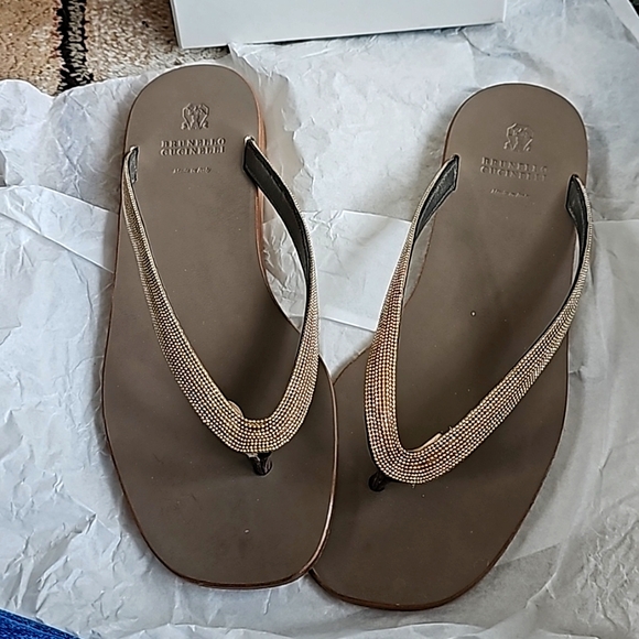 Brunello Cucinelli Shoes - Brunello Cucinelli Monili Flat Thong Sandals